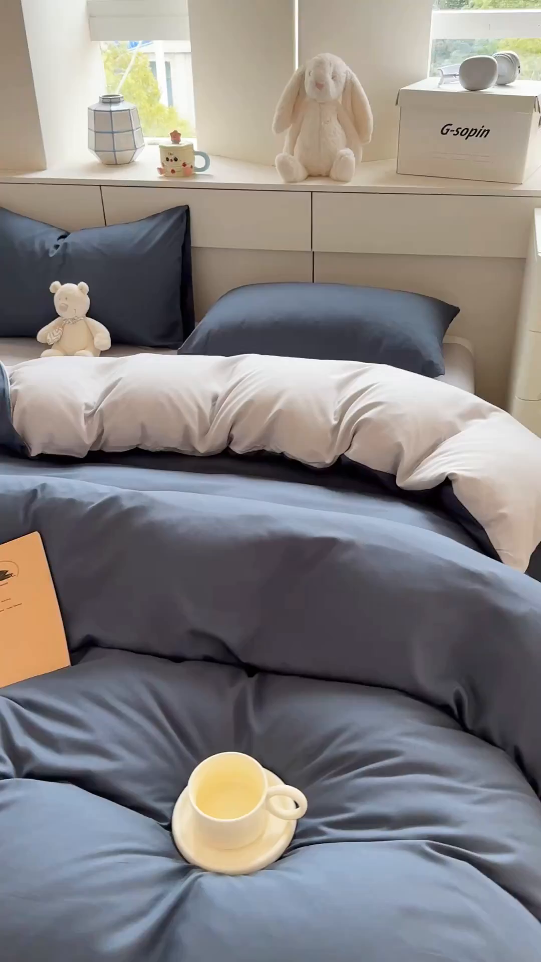 91家纺网 家纺一手货源 找家纺 可可家纺 2025新款ins风纯色磨毛简约水洗棉四件套亲肤床单被套三件套 洛克兰灰