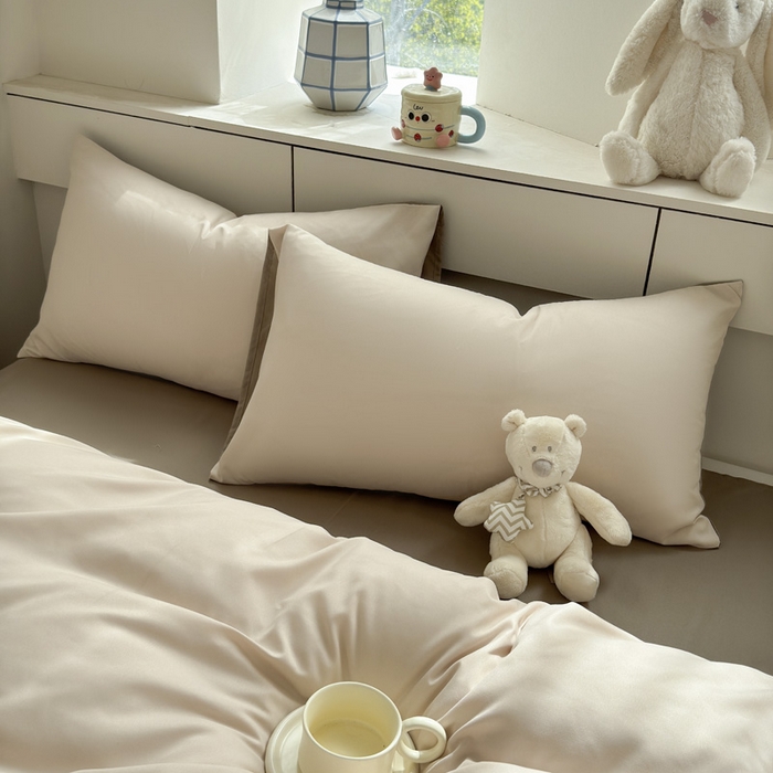 91家纺网 家纺一手货源 找家纺 可可家纺 2025新款ins风纯色磨毛简约水洗棉四件套亲肤床单被套三件套 浅玉卡其