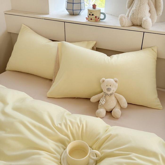 91家纺网 家纺一手货源 找家纺 可可家纺 2025新款ins风纯色磨毛简约水洗棉四件套亲肤床单被套三件套 芝士奶茶