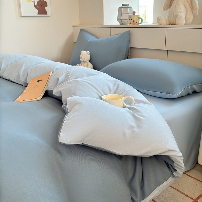 91家纺网 家纺一手货源 找家纺 （总）可可家纺 2025新款ins风纯色磨毛简约水洗棉四件套亲肤床单被套三件套