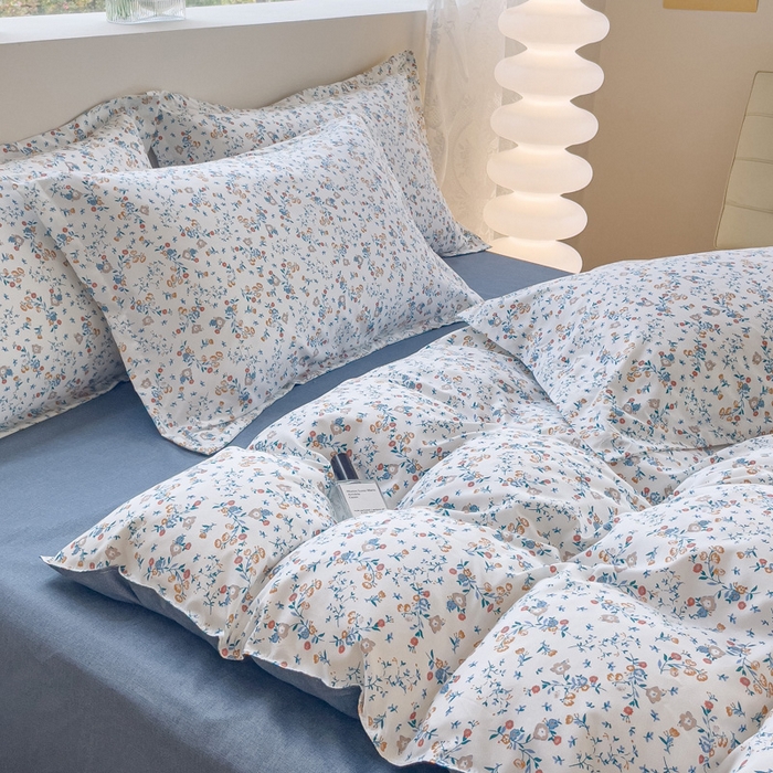 91家纺网 家纺一手货源 找家纺 布可家纺 2025新款水洗棉印花四件套系列 花开朵朵