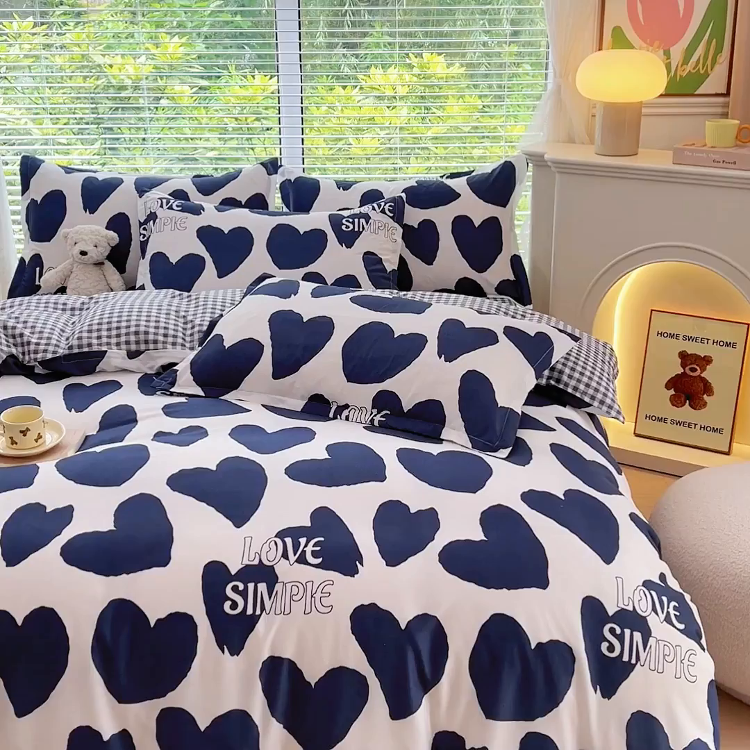 91家纺网 家纺一手货源 找家纺 布可家纺 2025新款水洗棉印花四件套系列 简尚