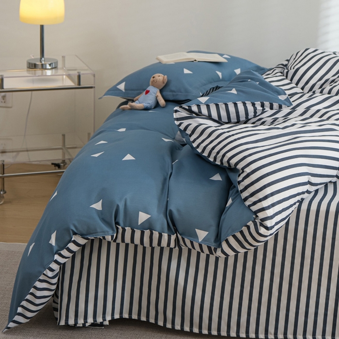 91家纺网 家纺一手货源 找家纺 布可家纺 2025新款水洗棉印花四件套系列 简致生活