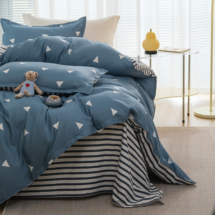 91家纺网 家纺一手货源 找家纺 布可家纺 2025新款水洗棉印花四件套系列 简致生活