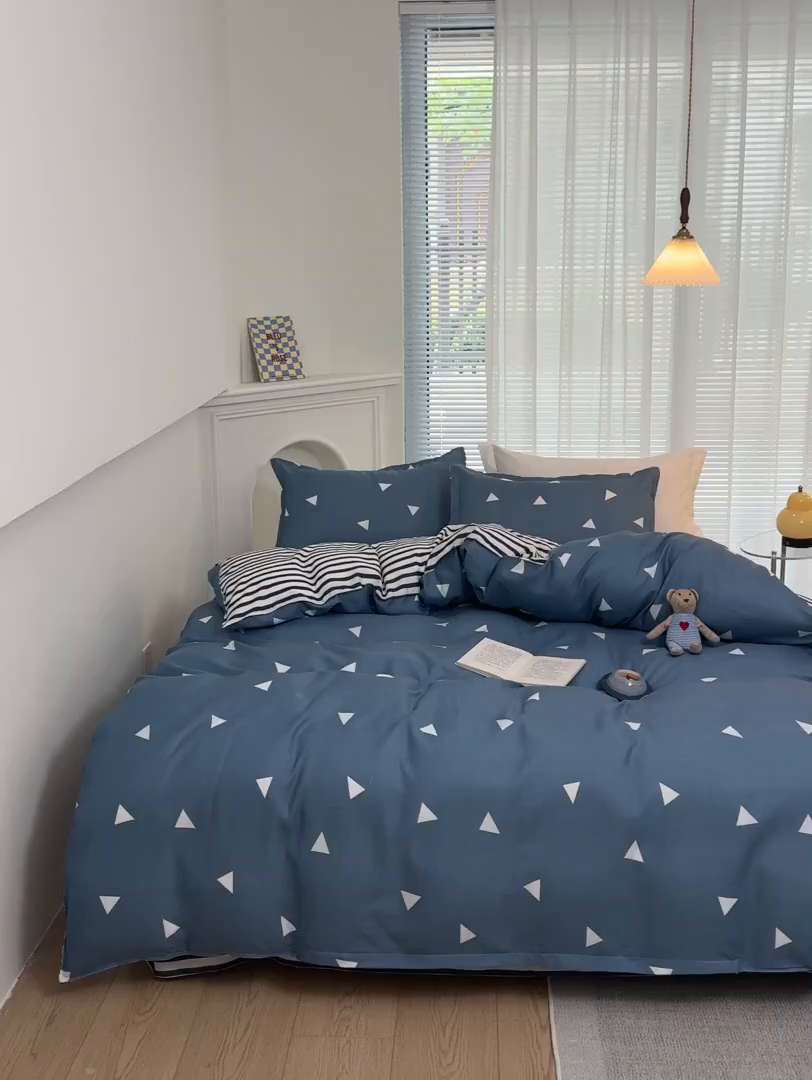 91家纺网 家纺一手货源 找家纺 布可家纺 2025新款水洗棉印花四件套系列 简致生活