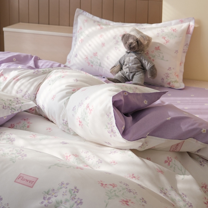 91家纺网 家纺一手货源 找家纺 布可家纺 2025新款水洗棉印花四件套系列 恋爱花束