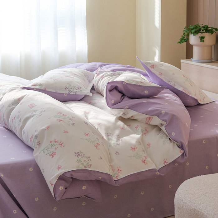 91家纺网 家纺一手货源 找家纺 布可家纺 2025新款水洗棉印花四件套系列 恋爱花束