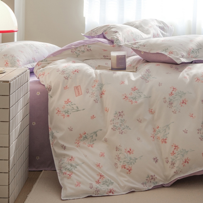 91家纺网 家纺一手货源 找家纺 布可家纺 2025新款水洗棉印花四件套系列 恋爱花束