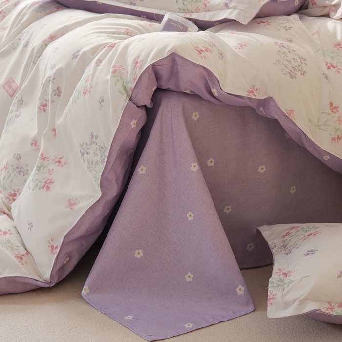 91家纺网 家纺一手货源 找家纺 布可家纺 2025新款水洗棉印花四件套系列 恋爱花束