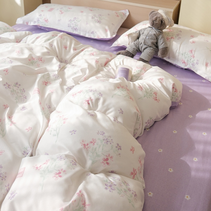 91家纺网 家纺一手货源 找家纺 布可家纺 2025新款水洗棉印花四件套系列 恋爱花束