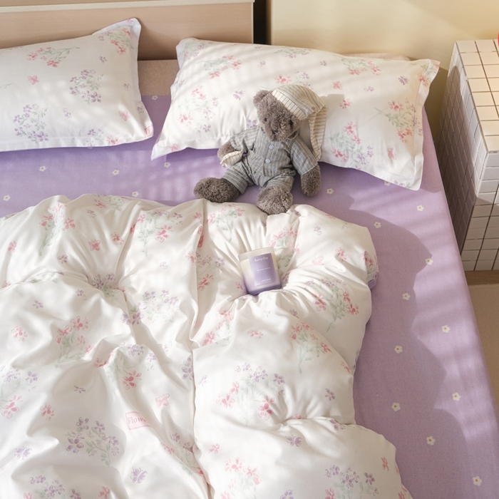 91家纺网 家纺一手货源 找家纺 布可家纺 2025新款水洗棉印花四件套系列 恋爱花束