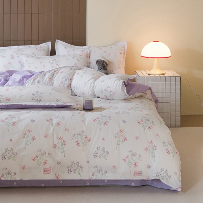 91家纺网 家纺一手货源 找家纺 布可家纺 2025新款水洗棉印花四件套系列 恋爱花束