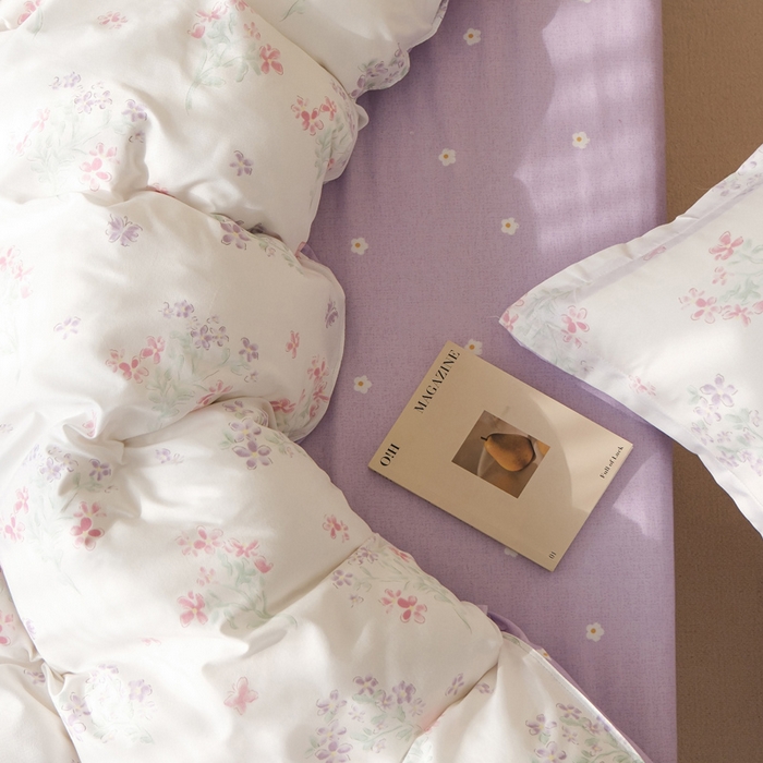 91家纺网 家纺一手货源 找家纺 布可家纺 2025新款水洗棉印花四件套系列 恋爱花束