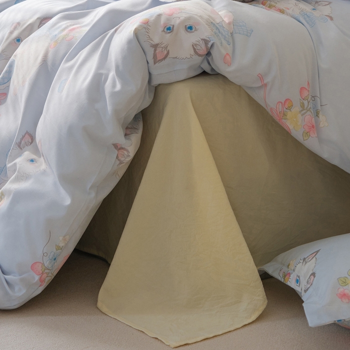 91家纺网 家纺一手货源 找家纺 布可家纺 2025新款水洗棉印花四件套系列 萝莉猫