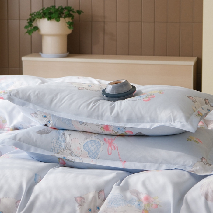 91家纺网 家纺一手货源 找家纺 布可家纺 2025新款水洗棉印花四件套系列 萝莉猫