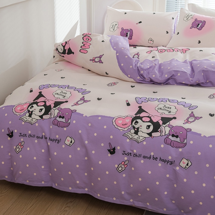 91家纺网 家纺一手货源 找家纺 布可家纺 2025新款水洗棉印花四件套系列 梦想库洛米