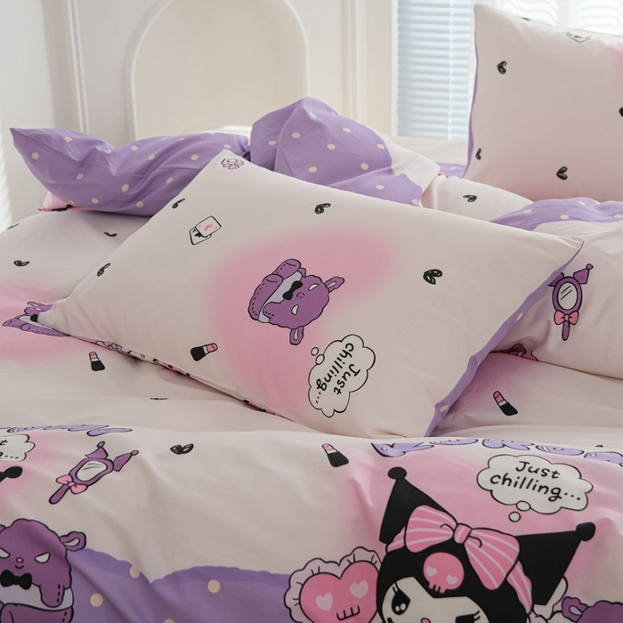 91家纺网 家纺一手货源 找家纺 布可家纺 2025新款水洗棉印花四件套系列 梦想库洛米