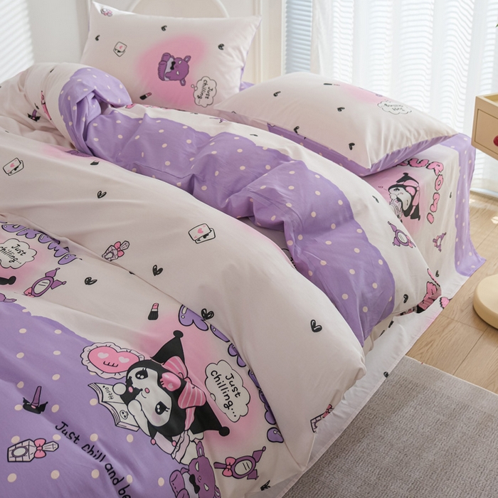 91家纺网 家纺一手货源 找家纺 布可家纺 2025新款水洗棉印花四件套系列 梦想库洛米