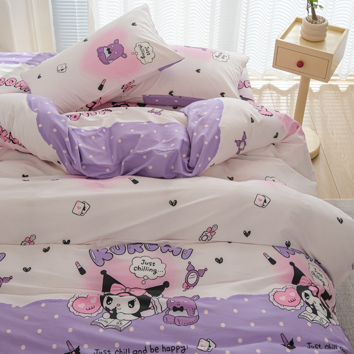 91家纺网 家纺一手货源 找家纺 布可家纺 2025新款水洗棉印花四件套系列 梦想库洛米