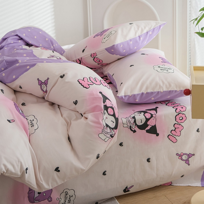 91家纺网 家纺一手货源 找家纺 布可家纺 2025新款水洗棉印花四件套系列 梦想库洛米