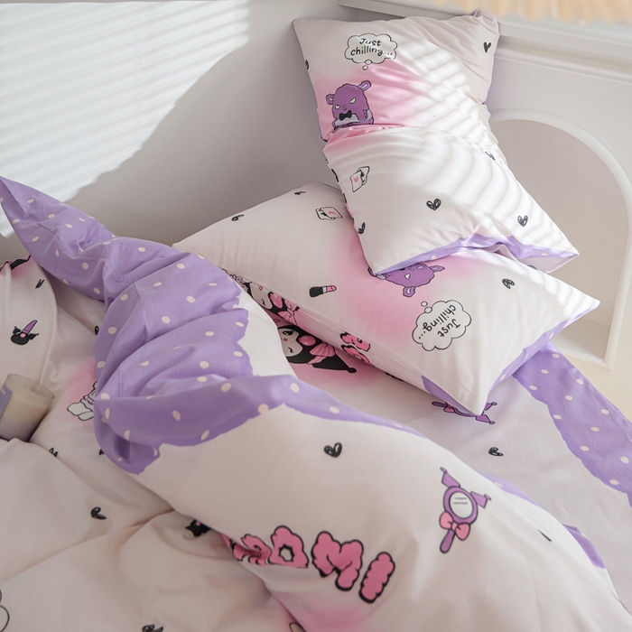 91家纺网 家纺一手货源 找家纺 布可家纺 2025新款水洗棉印花四件套系列 梦想库洛米