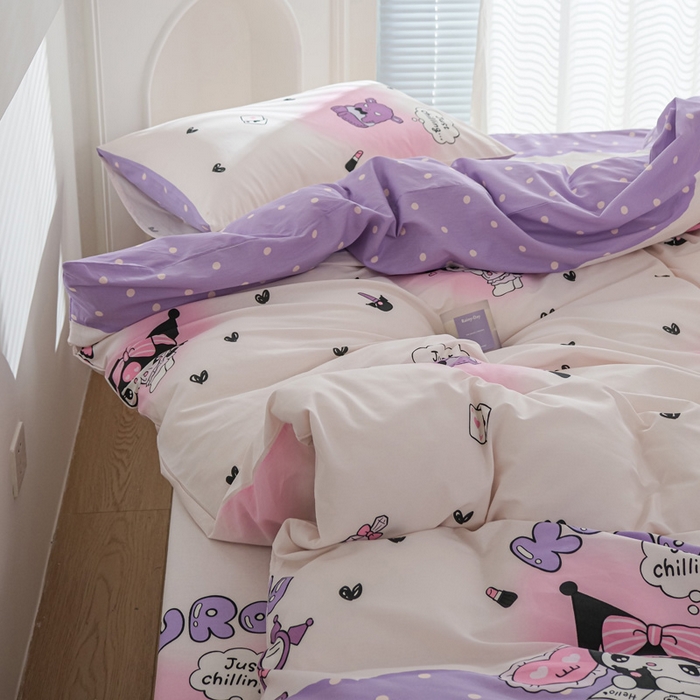 91家纺网 家纺一手货源 找家纺 布可家纺 2025新款水洗棉印花四件套系列 梦想库洛米