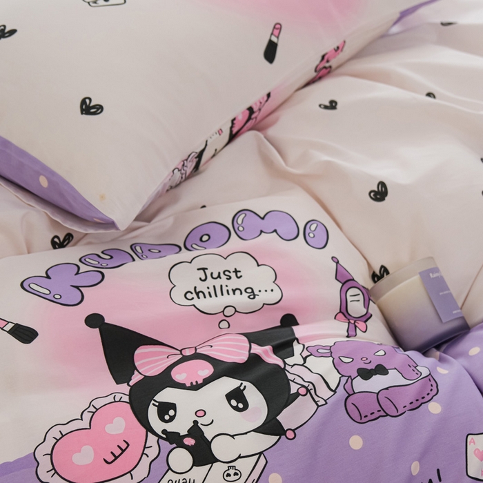 91家纺网 家纺一手货源 找家纺 布可家纺 2025新款水洗棉印花四件套系列 梦想库洛米