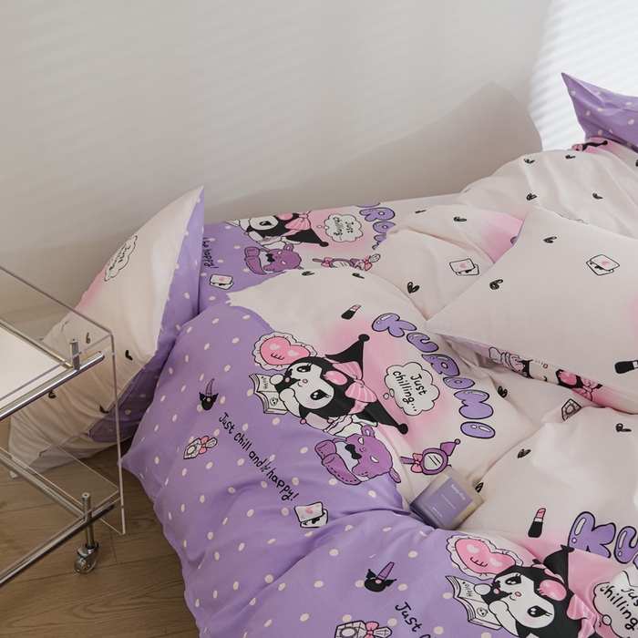 91家纺网 家纺一手货源 找家纺 布可家纺 2025新款水洗棉印花四件套系列 梦想库洛米