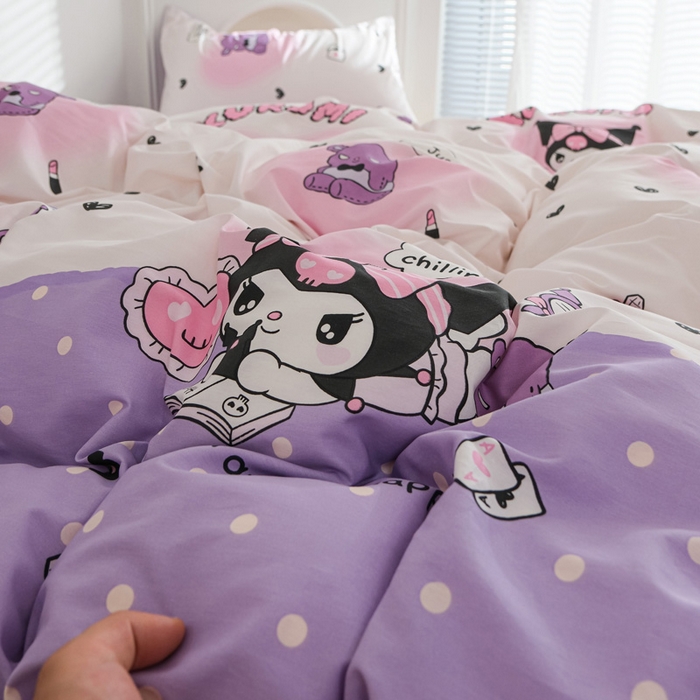 91家纺网 家纺一手货源 找家纺 布可家纺 2025新款水洗棉印花四件套系列 梦想库洛米