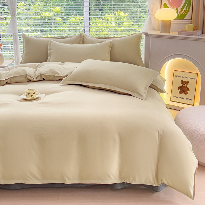 91家纺网 家纺一手货源 找家纺 布可家纺 2025新款水洗棉印花四件套系列 拿铁