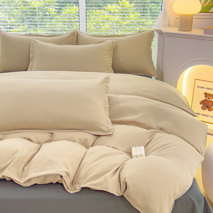 91家纺网 家纺一手货源 找家纺 布可家纺 2025新款水洗棉印花四件套系列 拿铁