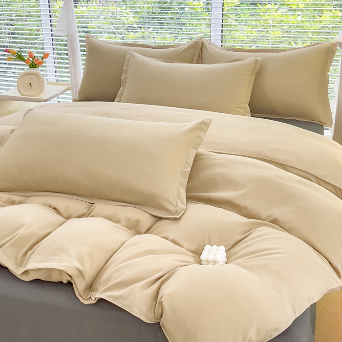 91家纺网 家纺一手货源 找家纺 布可家纺 2025新款水洗棉印花四件套系列 拿铁