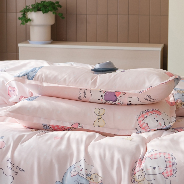 91家纺网 家纺一手货源 找家纺 布可家纺 2025新款水洗棉印花四件套系列 你好凯蒂