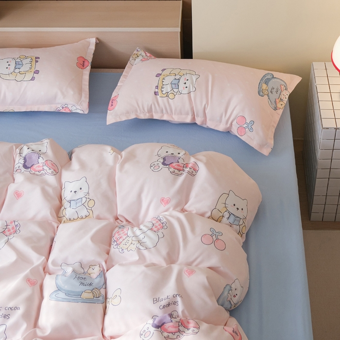 91家纺网 家纺一手货源 找家纺 布可家纺 2025新款水洗棉印花四件套系列 你好凯蒂