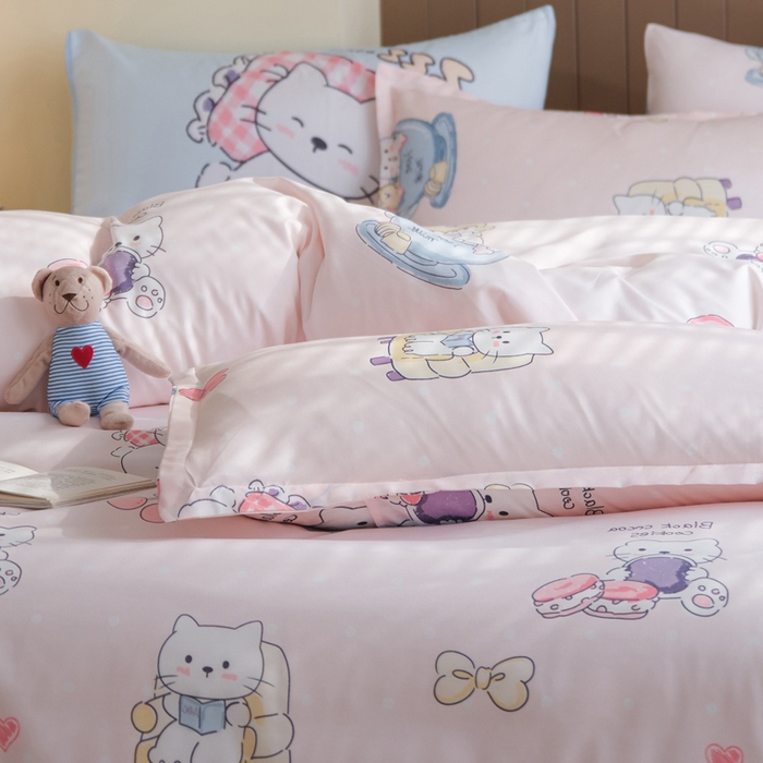 91家纺网 家纺一手货源 找家纺 布可家纺 2025新款水洗棉印花四件套系列 你好凯蒂