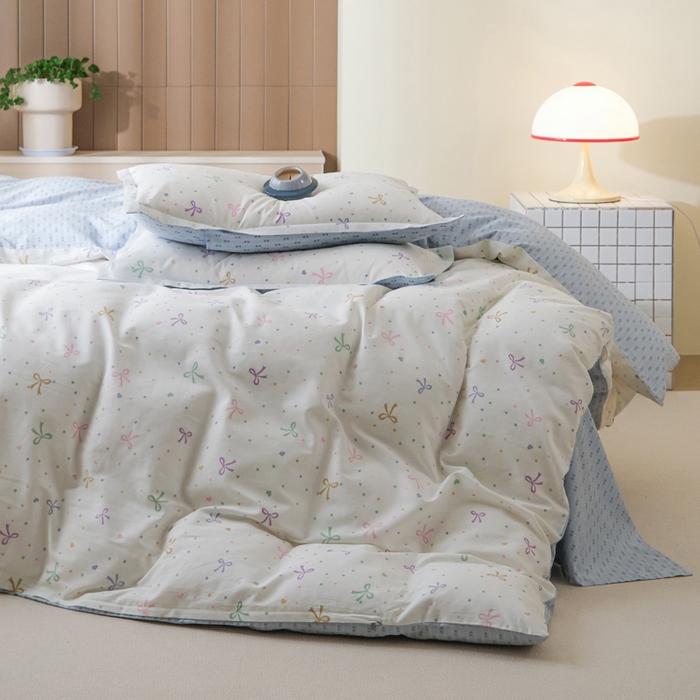 91家纺网 家纺一手货源 找家纺 布可家纺 2025新款水洗棉印花四件套系列 七彩蝴蝶