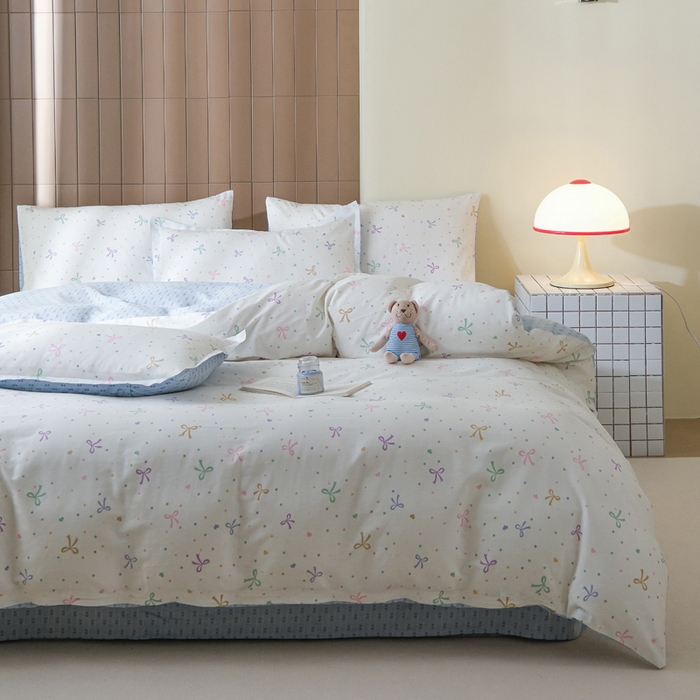 91家纺网 家纺一手货源 找家纺 布可家纺 2025新款水洗棉印花四件套系列 七彩蝴蝶