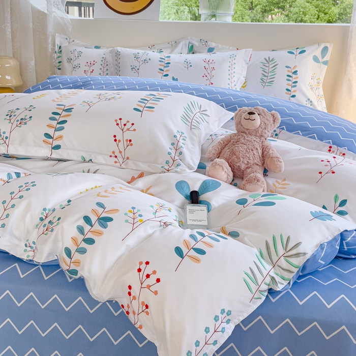 91家纺网 家纺一手货源 找家纺 布可家纺 2025新款水洗棉印花四件套系列 晴朗