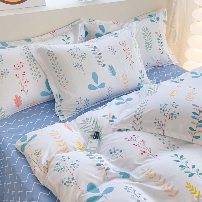 91家纺网 家纺一手货源 找家纺 布可家纺 2025新款水洗棉印花四件套系列 晴朗