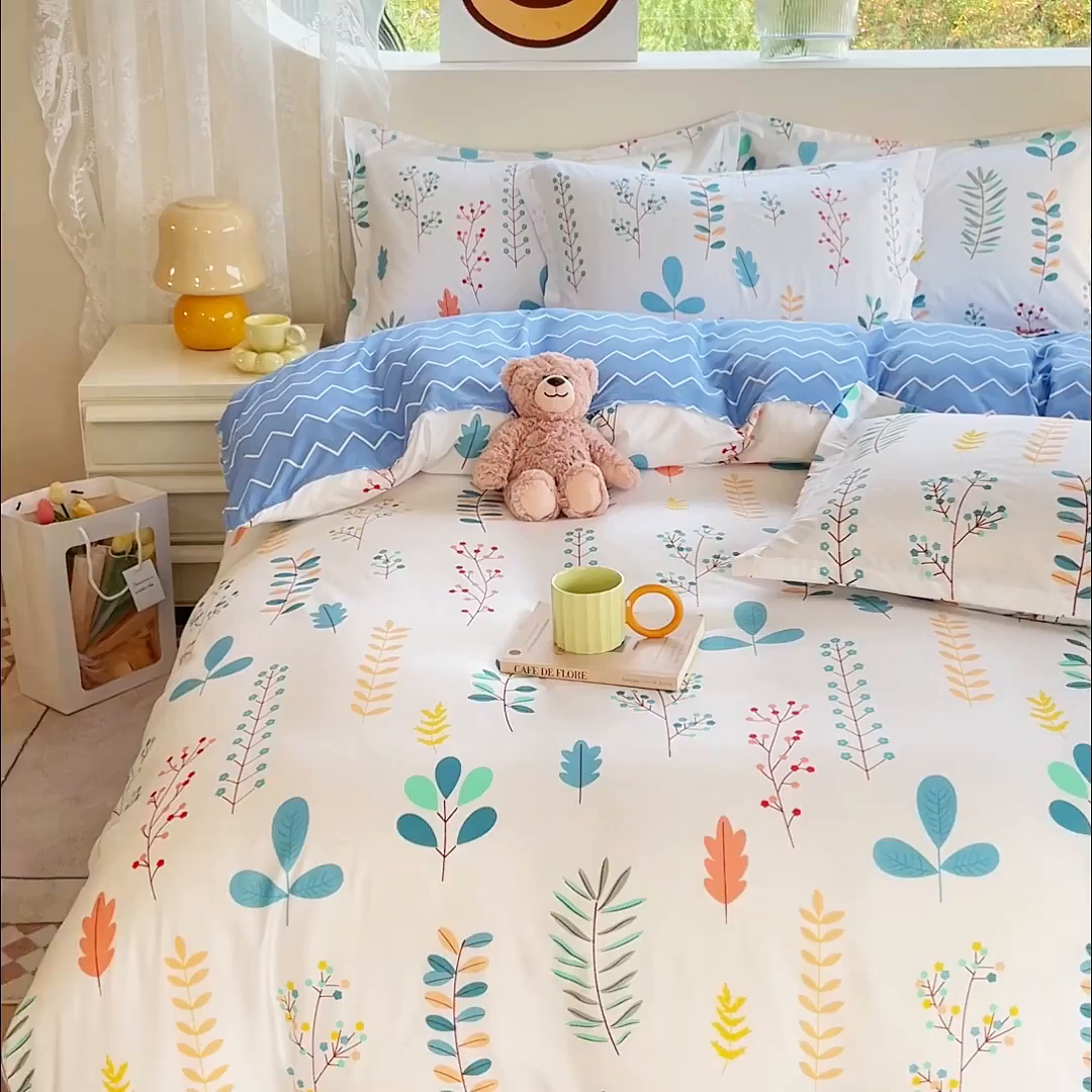 91家纺网 家纺一手货源 找家纺 布可家纺 2025新款水洗棉印花四件套系列 晴朗