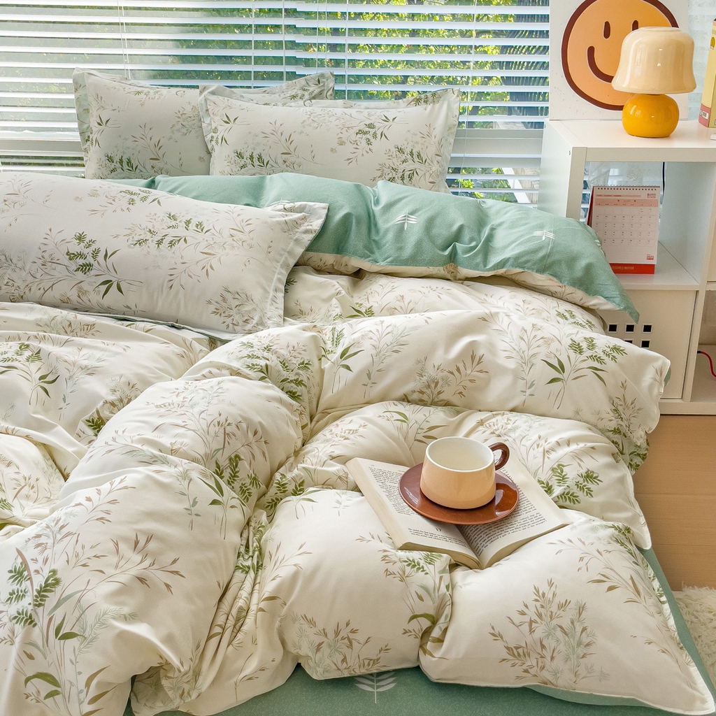 91家纺网 家纺一手货源 找家纺 布可家纺 2025新款水洗棉印花四件套系列 仙草