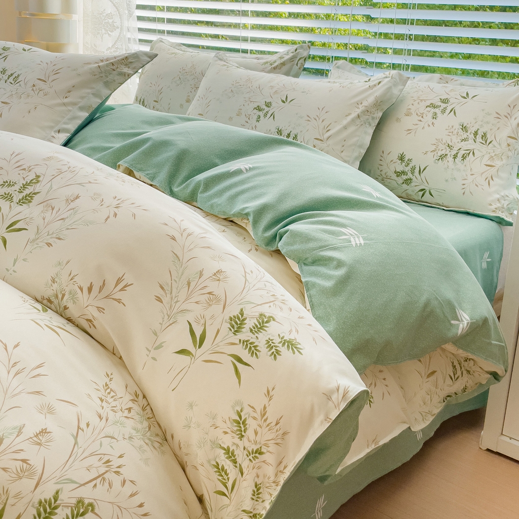 91家纺网 家纺一手货源 找家纺 布可家纺 2025新款水洗棉印花四件套系列 仙草