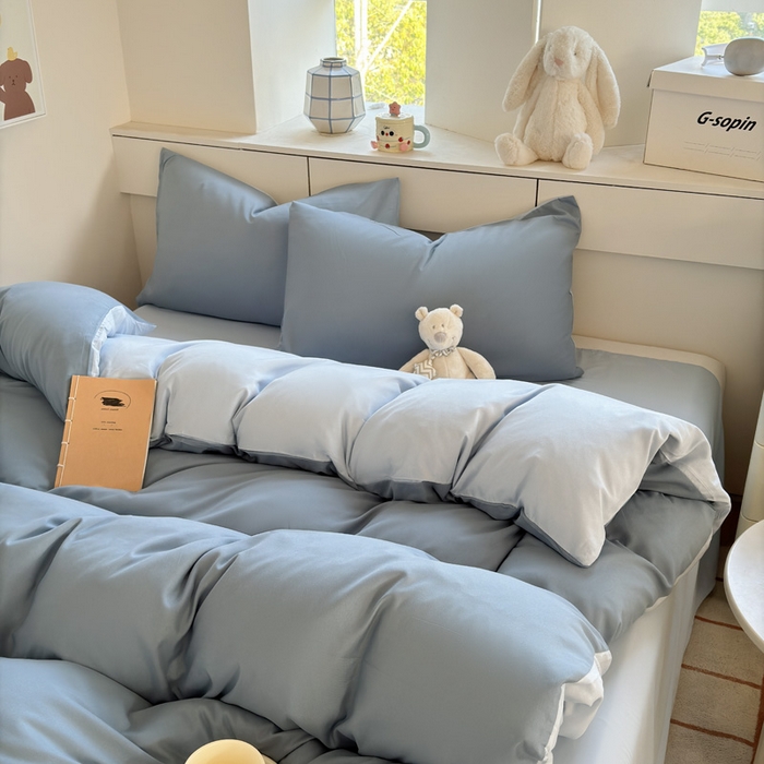 91家纺网 家纺一手货源 找家纺 （总）可可家纺 2025新款ins风纯色磨毛简约水洗棉四件套亲肤床单被套三件套