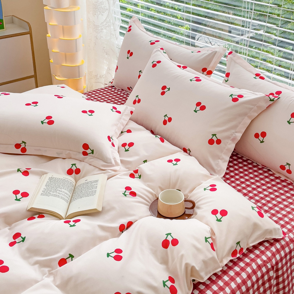 91家纺网 家纺一手货源 找家纺 布可家纺 2025新款水洗棉印花四件套系列 小樱桃