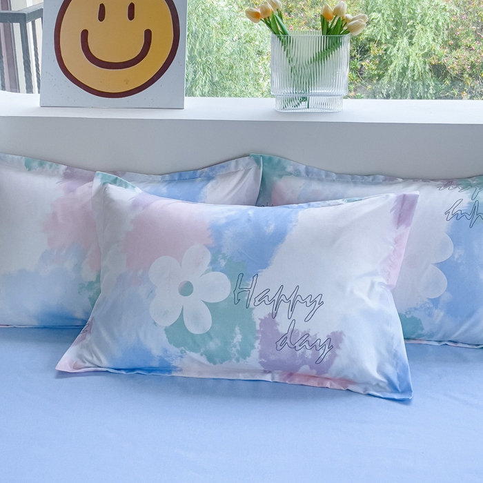 91家纺网 家纺一手货源 找家纺 布可家纺 2025新款水洗棉印花四件套系列 晕染马卡龙