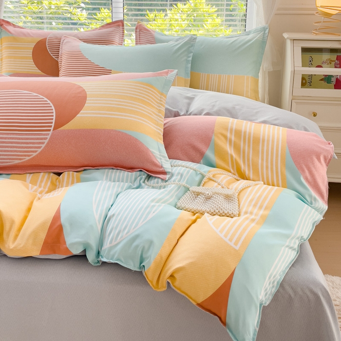 91家纺网 家纺一手货源 找家纺 布可家纺 2025新款水洗棉印花四件套系列 长廊