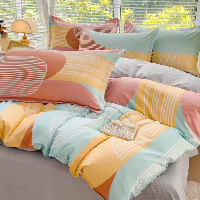 91家纺网 家纺一手货源 找家纺 布可家纺 2025新款水洗棉印花四件套系列 长廊