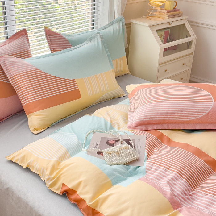 91家纺网 家纺一手货源 找家纺 布可家纺 2025新款水洗棉印花四件套系列 长廊