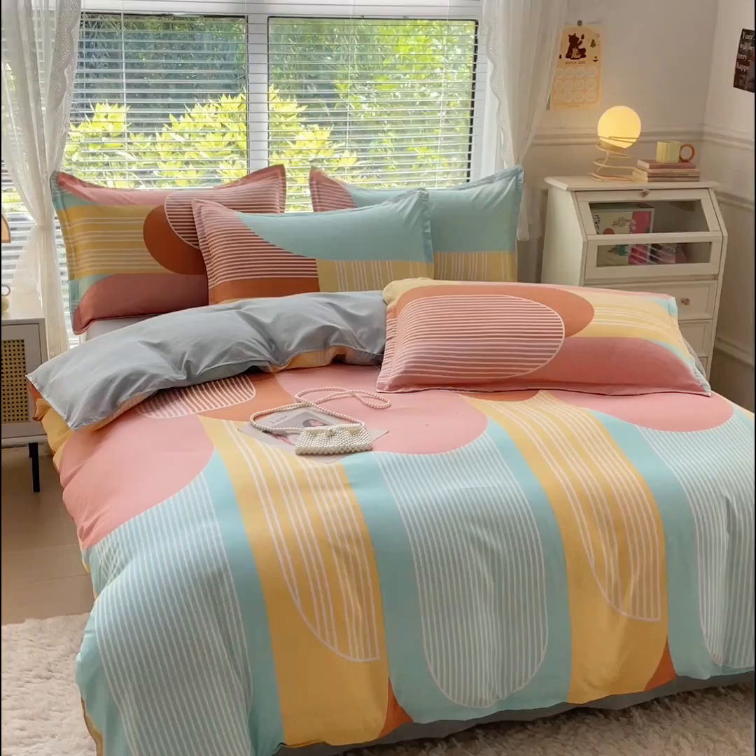 91家纺网 家纺一手货源 找家纺 布可家纺 2025新款水洗棉印花四件套系列 长廊