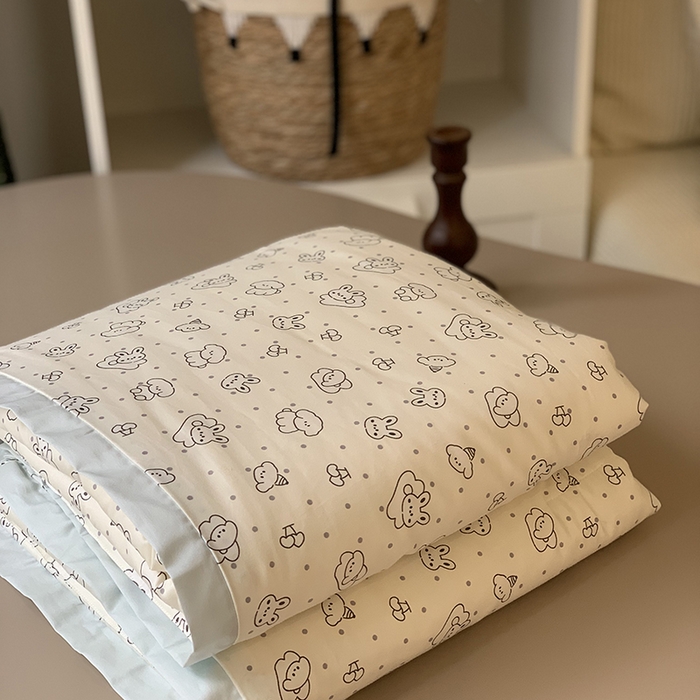 91家纺网 家纺一手货源 找家纺 汇庭 2025新款长绒棉夏被系列 泡泡小兔